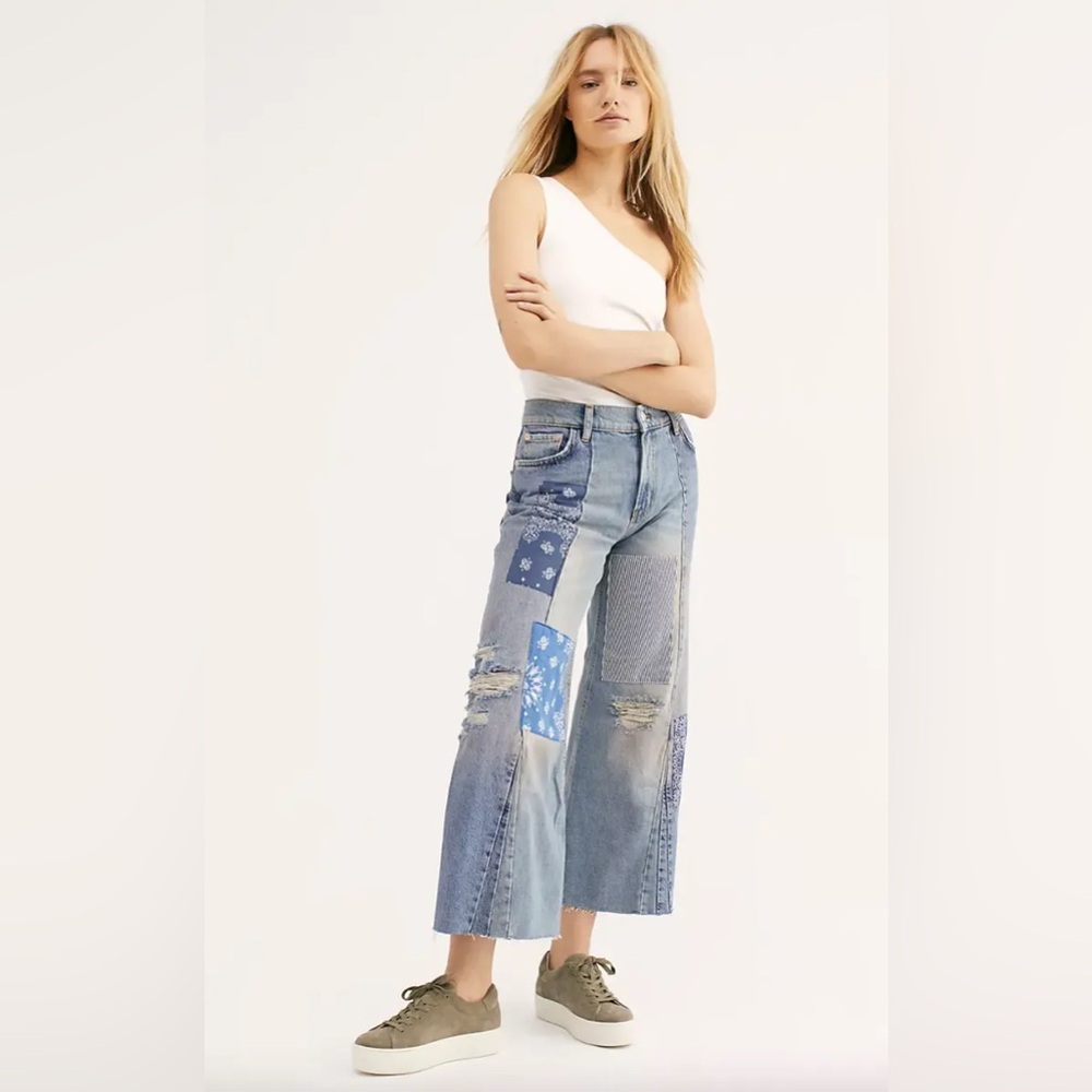 WE THE FREE heart of gold patchwork wide leg jean✨ - Picture 2 of 6